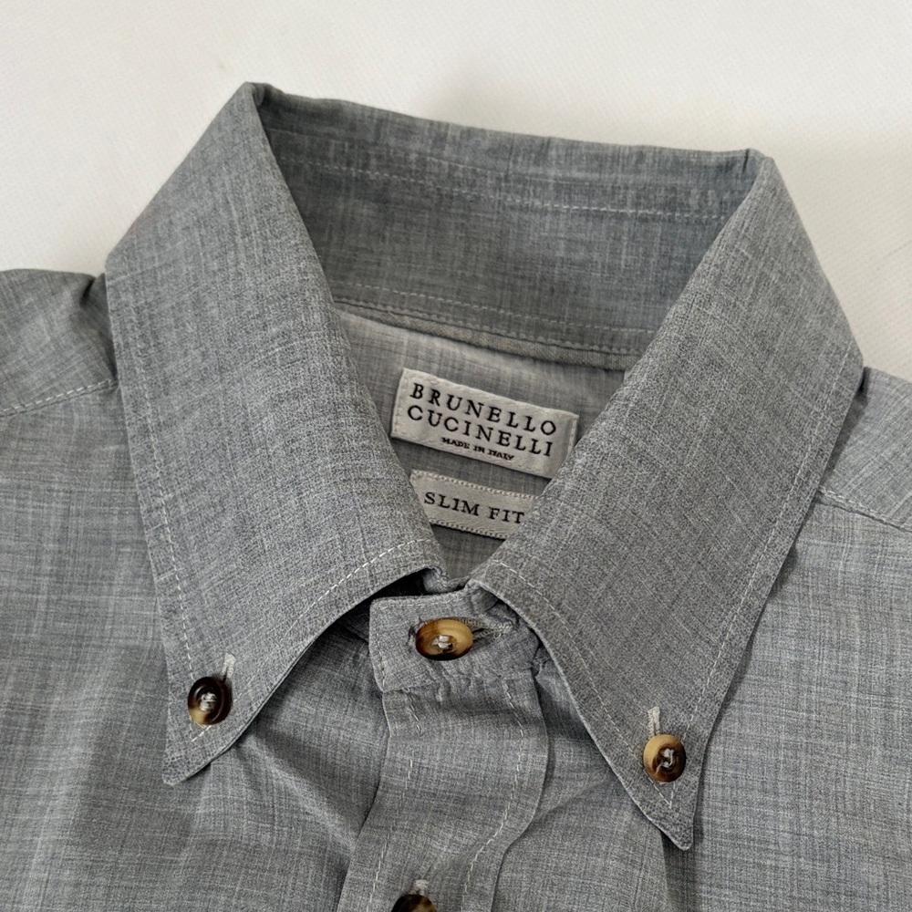 Brunello Cucinelli Gray Casual Button Down Shirt